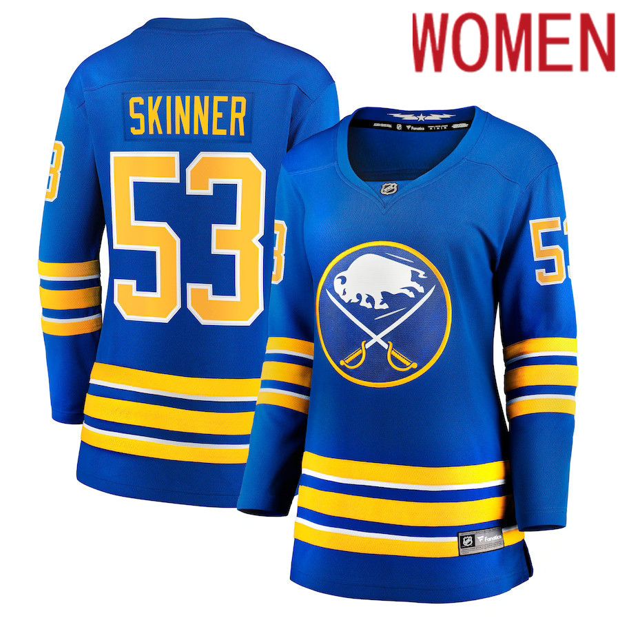 Women Buffalo Sabres 53 Jeff Skinner Fanatics Branded Royal Home Breakaway NHL Jersey